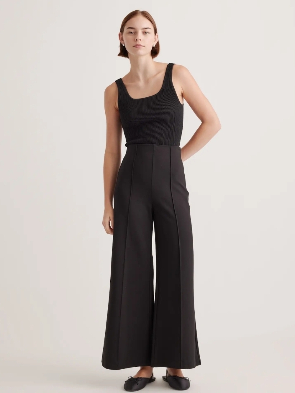 Quince Espresso Wide-Leg High-Waist Pants